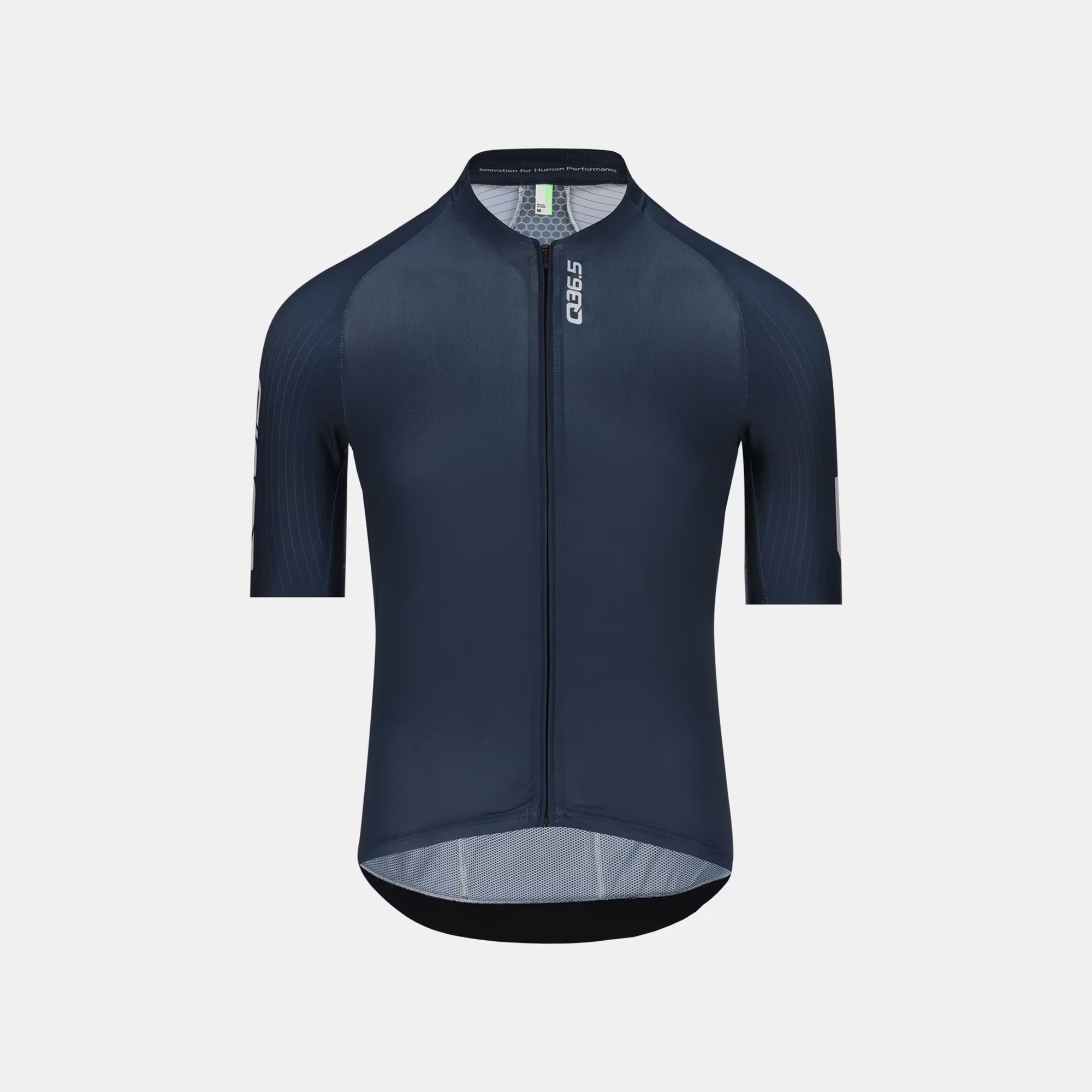 Q36.5 Gregarius Pro Signature Jersey - Men's - Nautica Blue front view with full zip and short sleeves on plain background