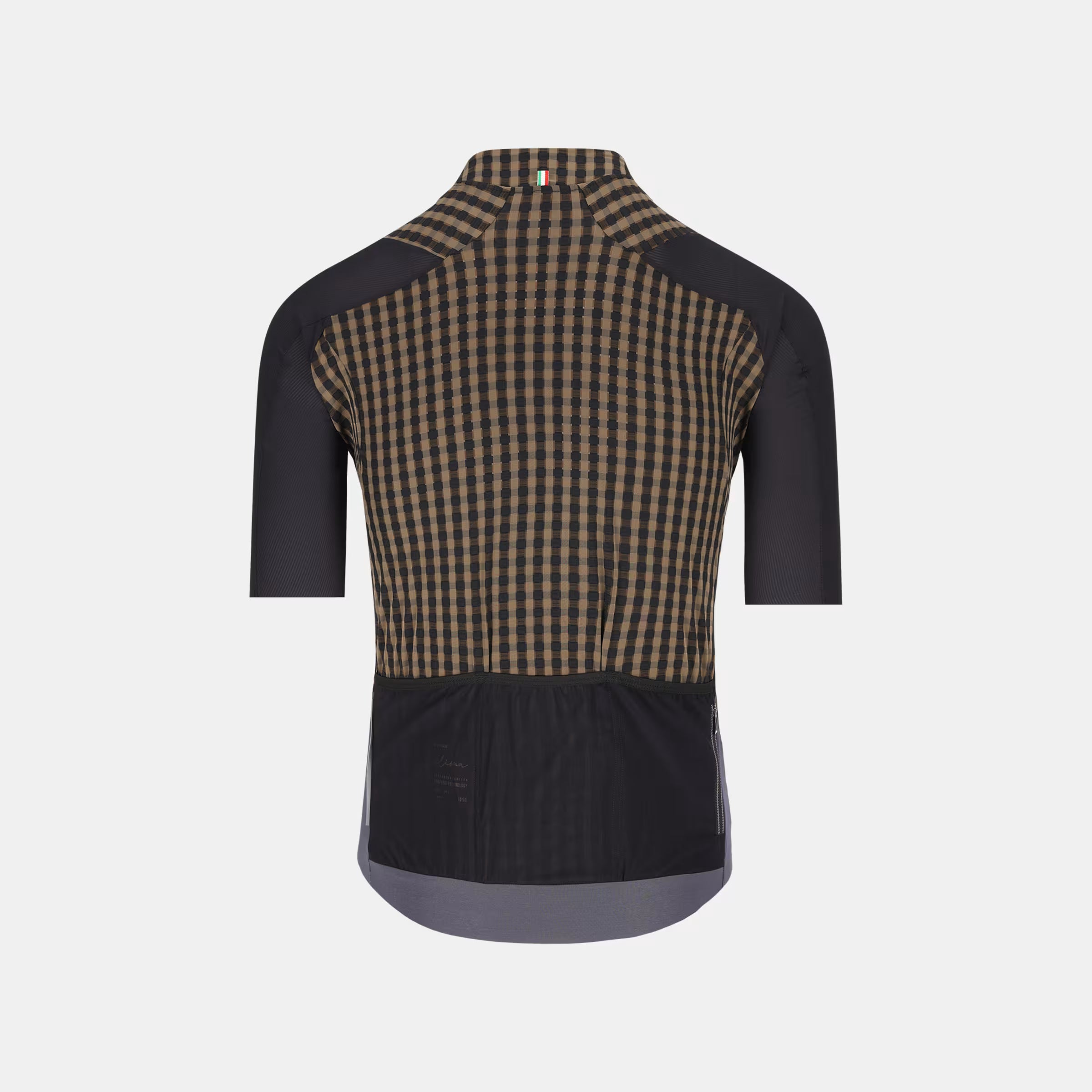 Back view of Q36.5 Dottore Clima Jersey - Men's - Olive Green with short sleeves and rear storage pockets