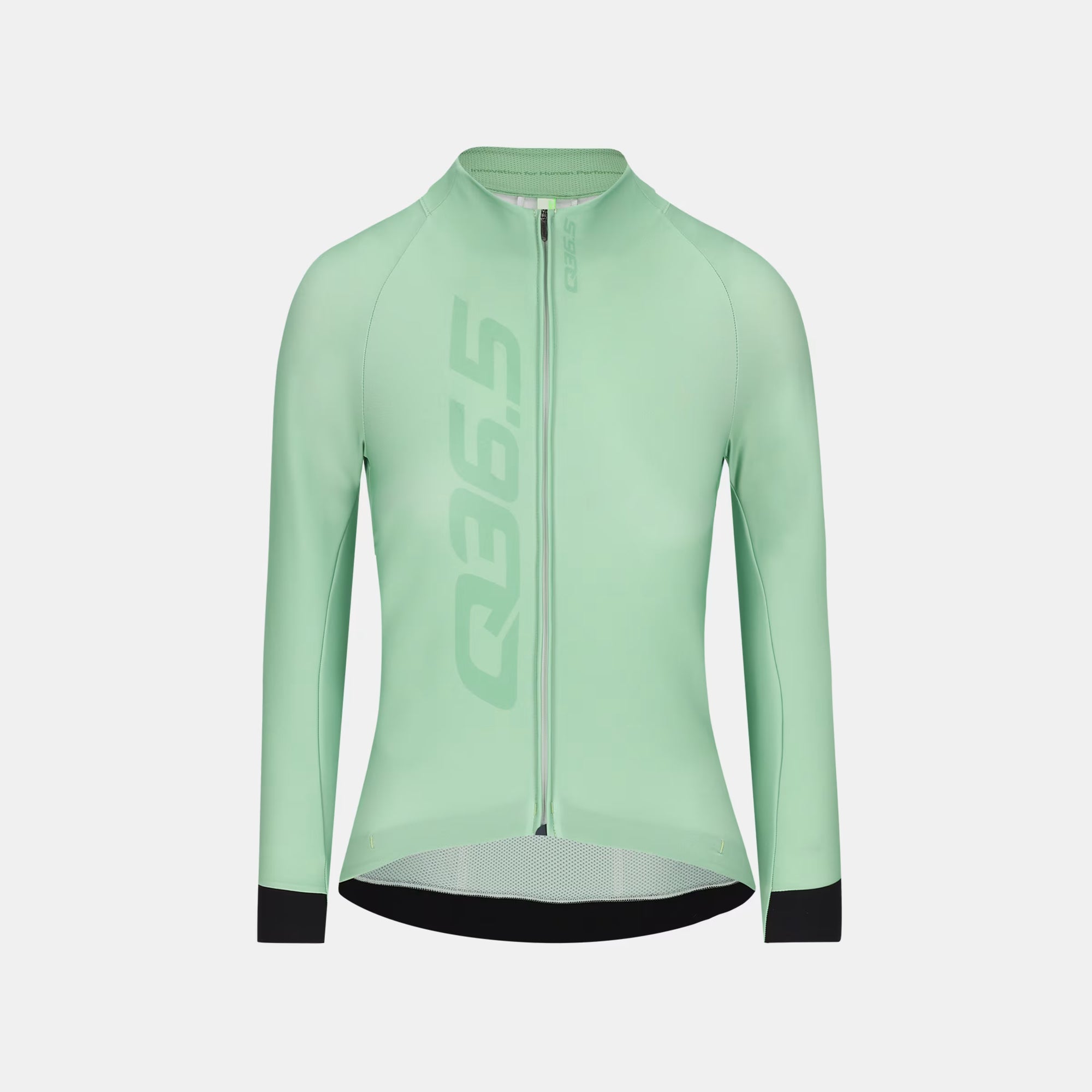 Q36.5 Gregarius Hybrid Signature Long Sleeve Jersey - Women's - Green with full front zipper and sleek race fit design