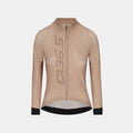 Q36.5 Gregarius Hybrid Signature Long Sleeve Jersey - Women's - Affogato Brown front view with full zipper and black cuffs