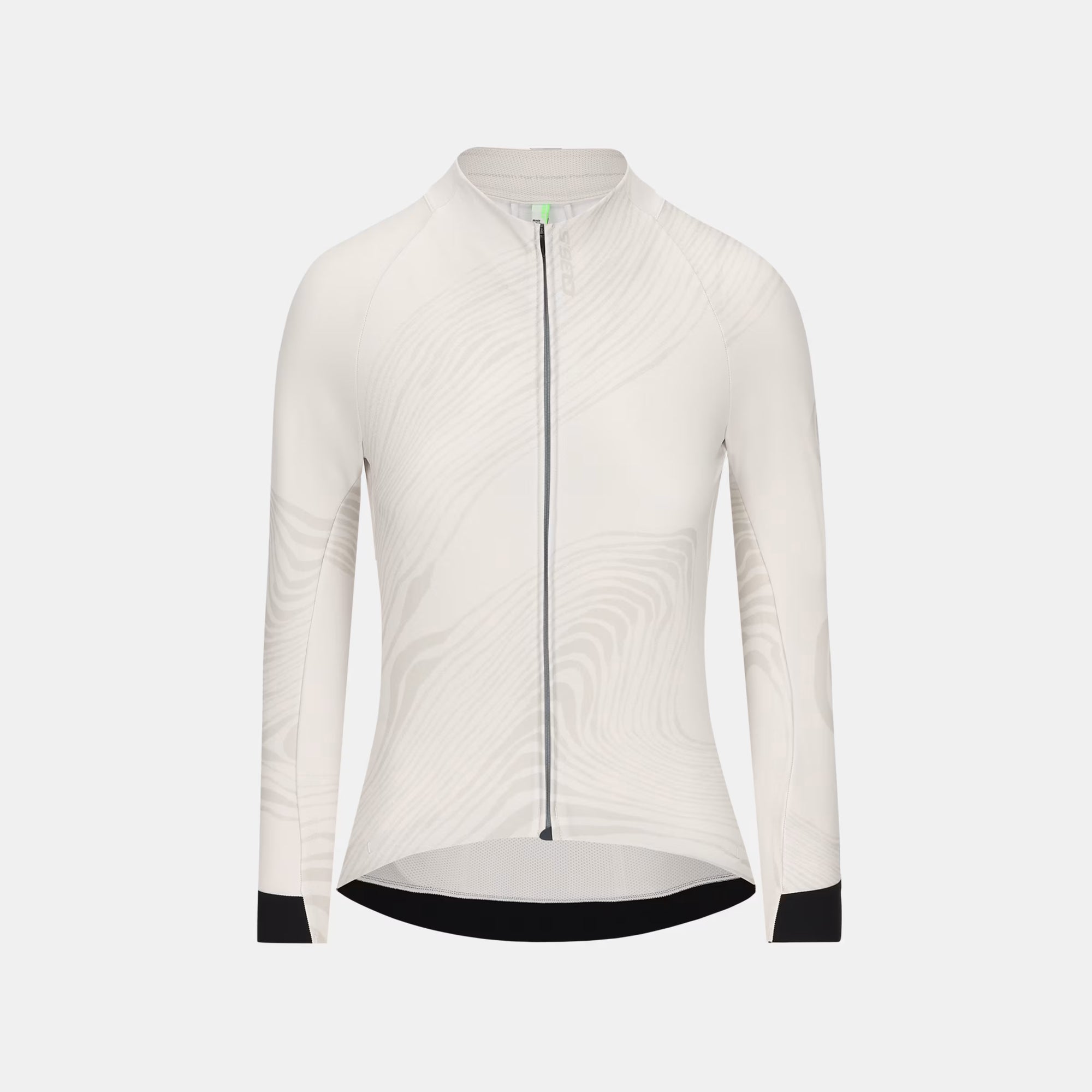 Q36.5 Gregarius Hybrid Dolomites Long Sleeve Jersey - Women's - Sand Grey with sleek full front zipper and subtle pattern design