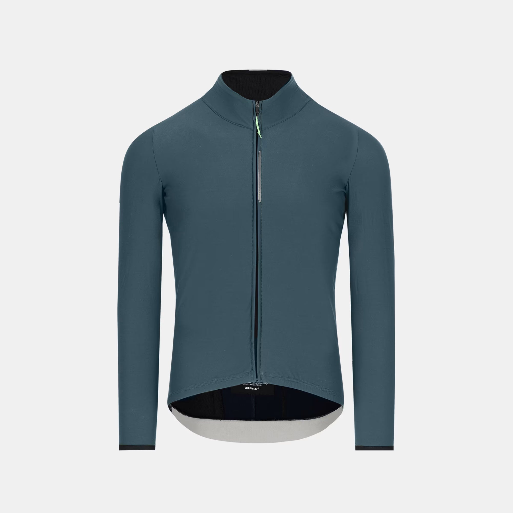 Q36.5 Dottore Woolf Long Sleeve Jersey - Unisex - Australian Green front view with full zipper and long sleeves against white background