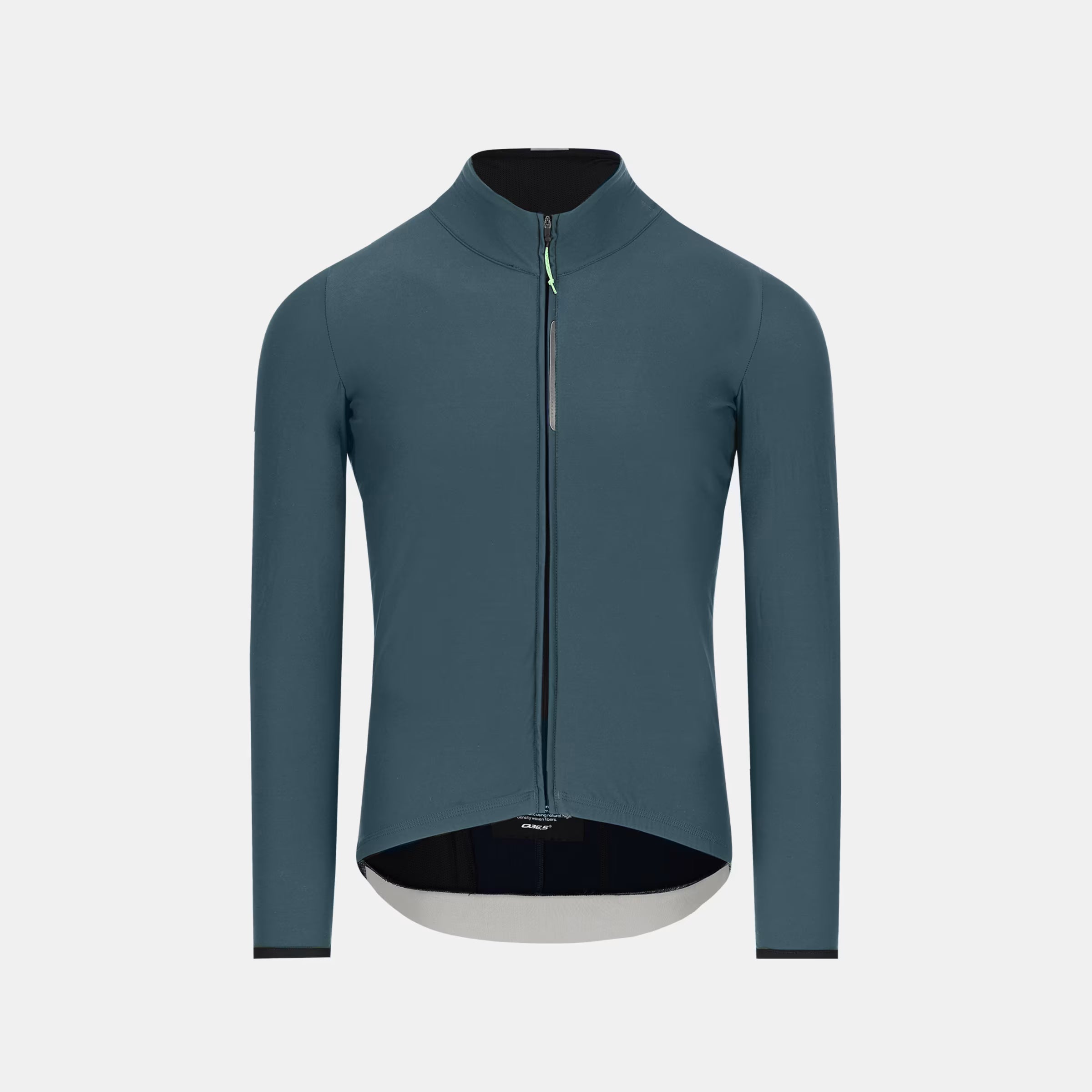 Q36.5 Dottore Woolf Long Sleeve Jersey - Unisex - Australian Green front view with full zipper and long sleeves against white background