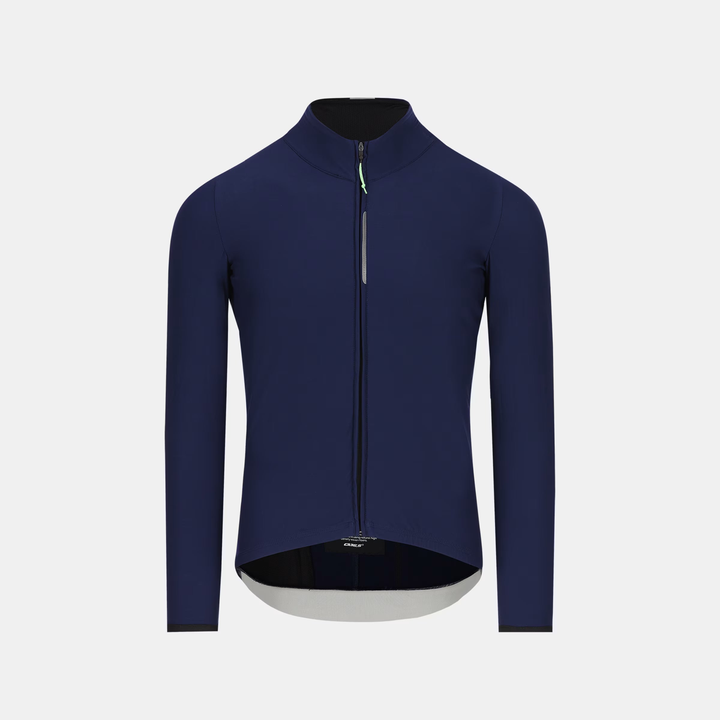 Q36.5 Dottore Woolf Long Sleeve Jersey - Unisex - Navy Blue front view with full zipper and long sleeves against light background