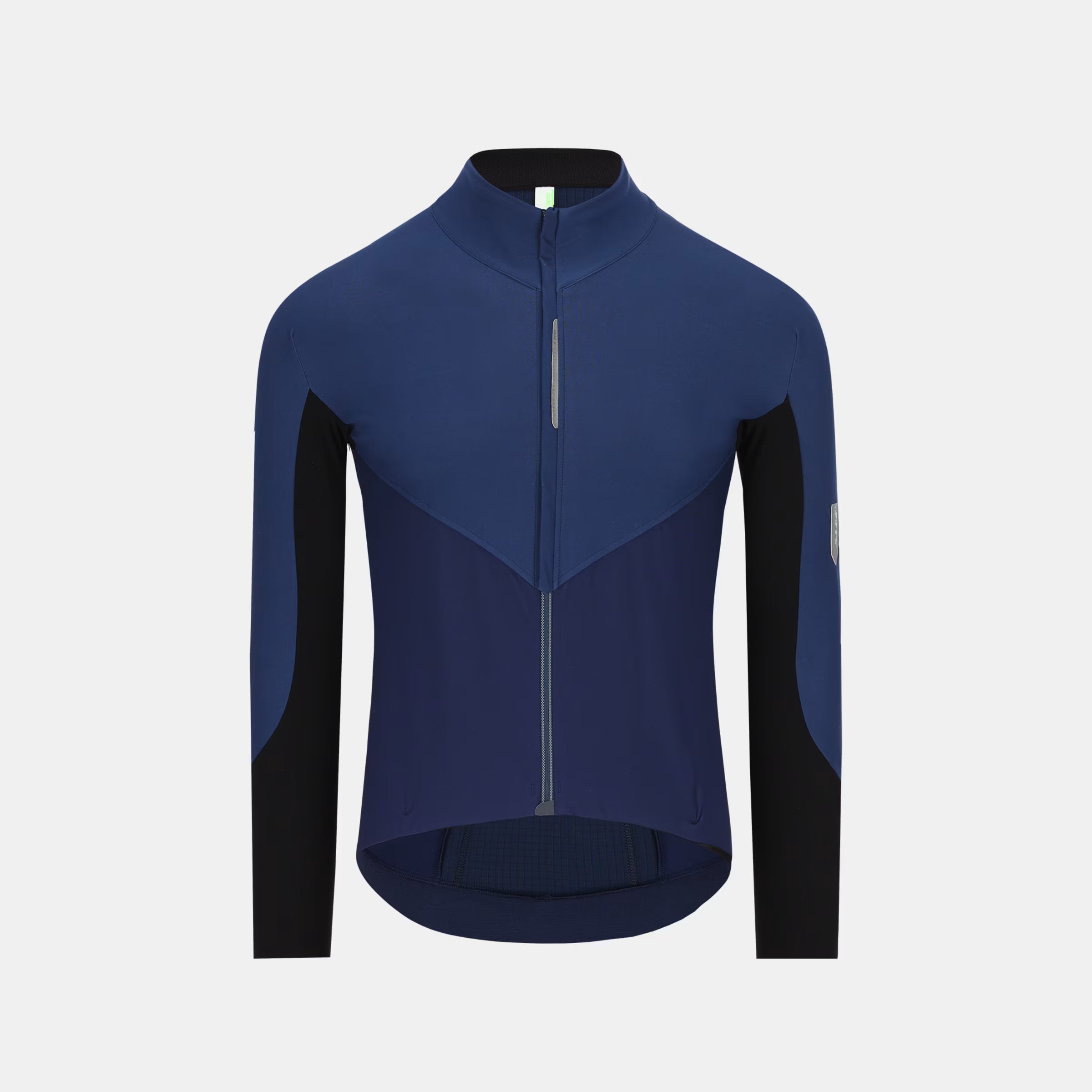 Q36.5 Dottore Hybrid Que Long Sleeve Jersey - Men's - Navy Blue front view with body-mapped warmth and breathable panels