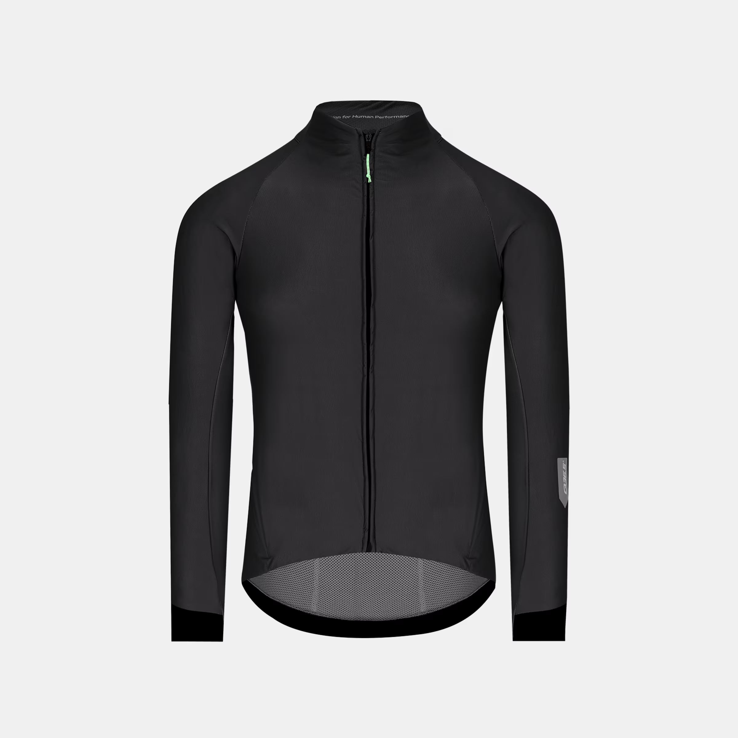 Q36.5 Gregarius Winter Jacket - Unisex - Black front view with full zip and streamlined fit for cold weather cycling