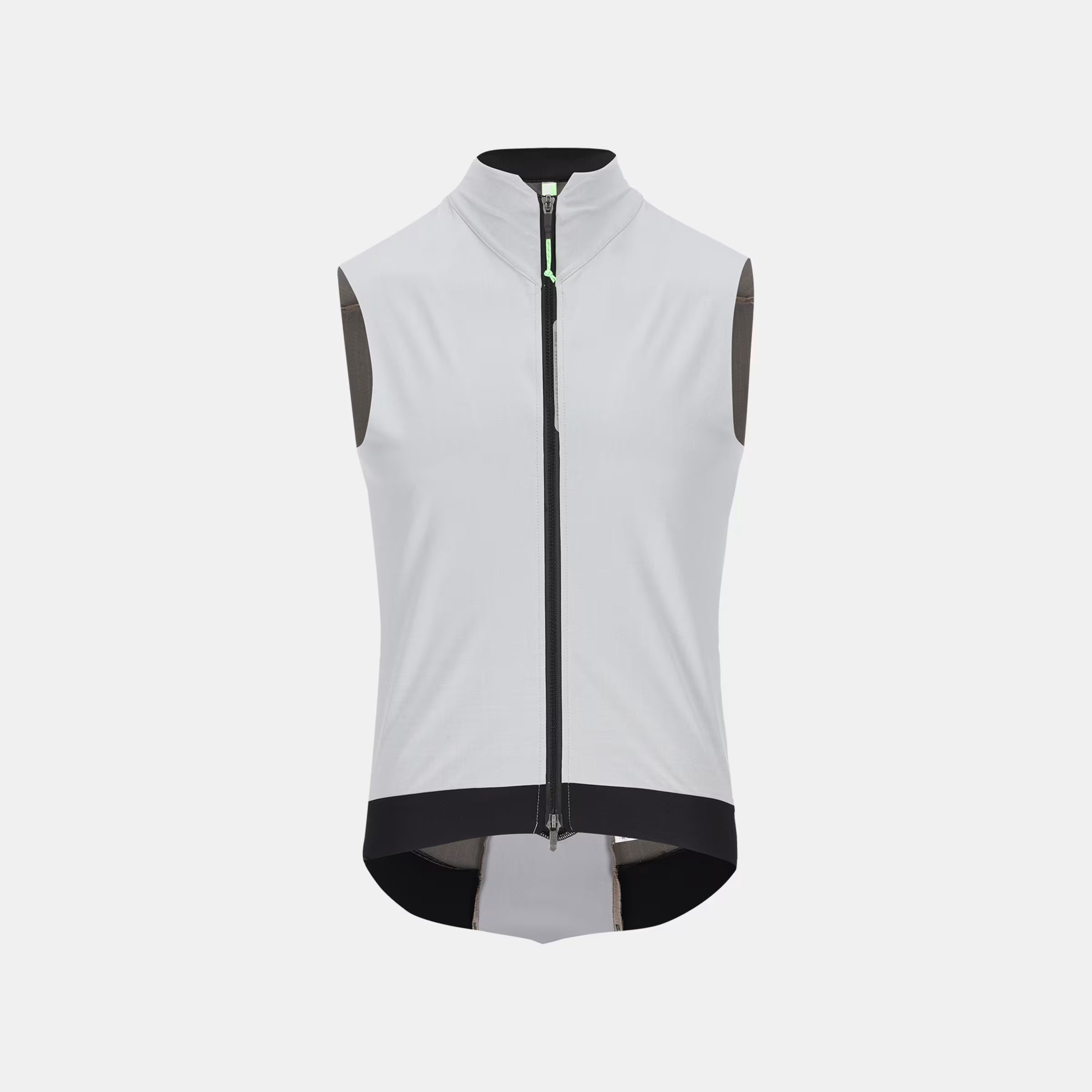 Q36.5 Dottore Hybrid Vest - Unisex - Ice Grey front view with full zipper and high collar against white background