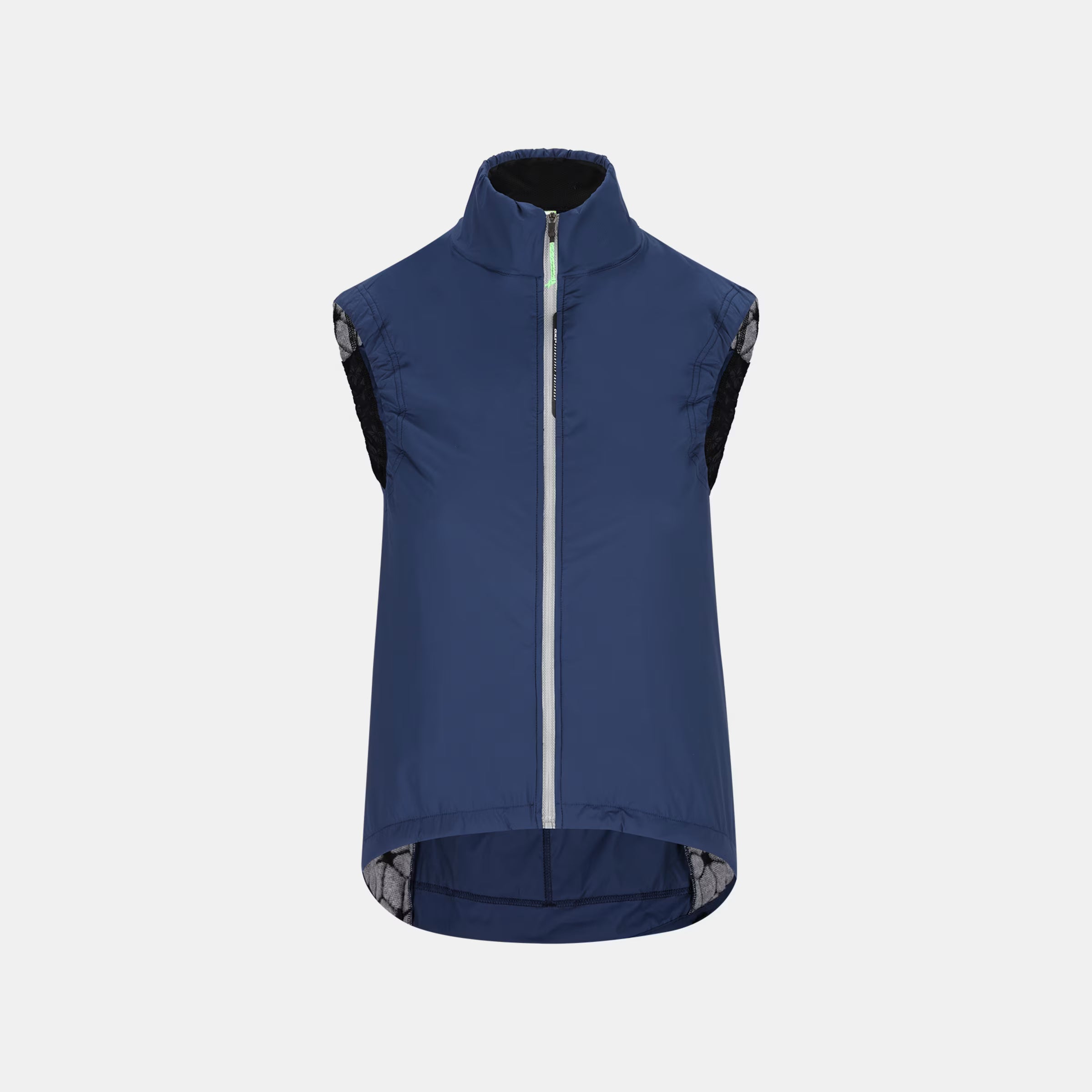 Q36.5 Adventure Vest - Women's - Navy Blue front view with high collar and full zipper against plain background