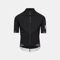 Q36.5 Bat Shell Jersey - Unisex - Black front view showing full zipper and reflective details on short sleeves and hem