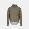 Q36.5 Rain Shell Jacket - Unisex - Olive Green front view with high collar and full zip closure against white background