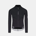 Q36.5 Bat Shell Long Sleeves Jersey - Unisex - Black front view with full zip and reflective details on sleeves and hem