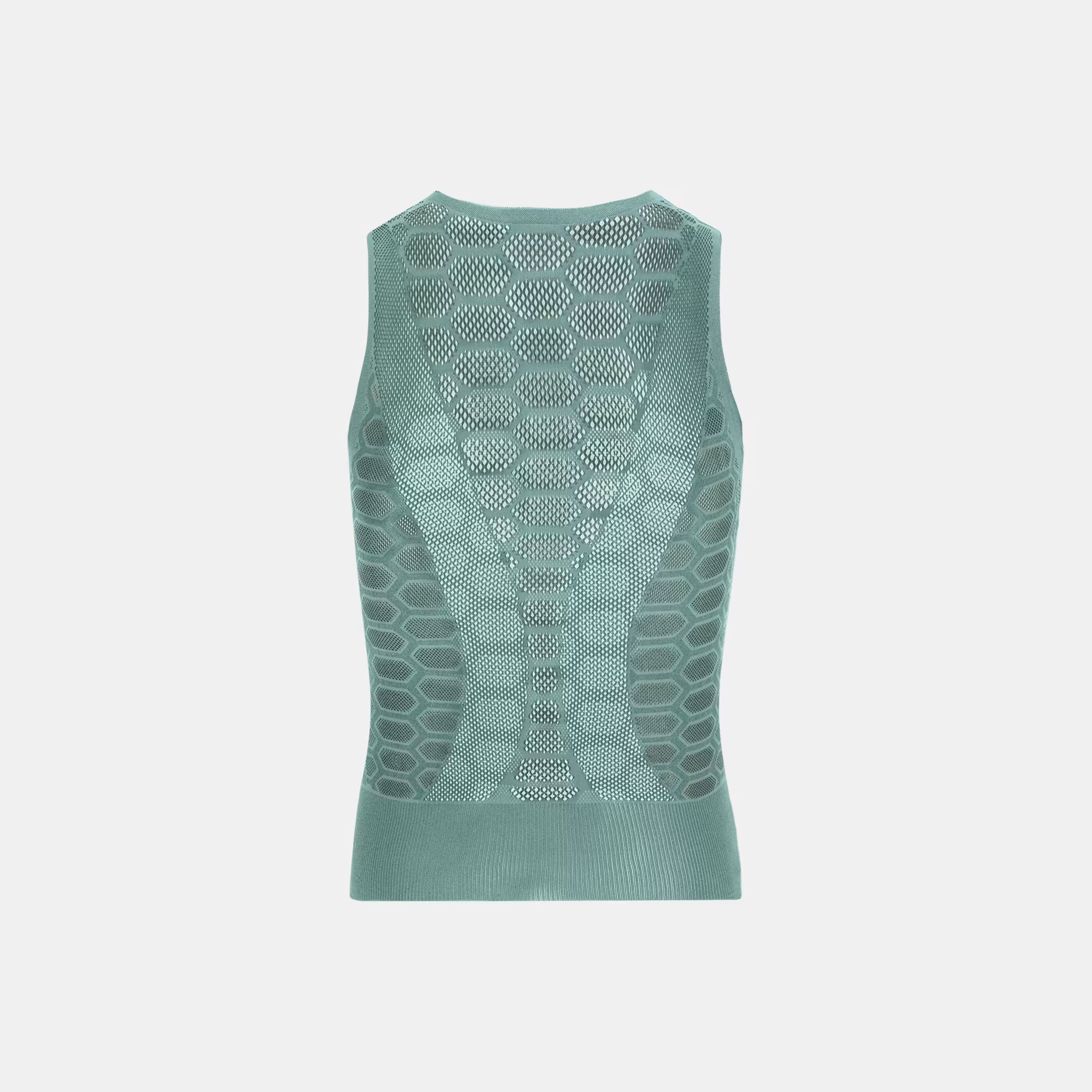 Back view of Q36.5 Base Layer 1 Sleeveless - Olive Green showing breathable mesh and form-fitting design