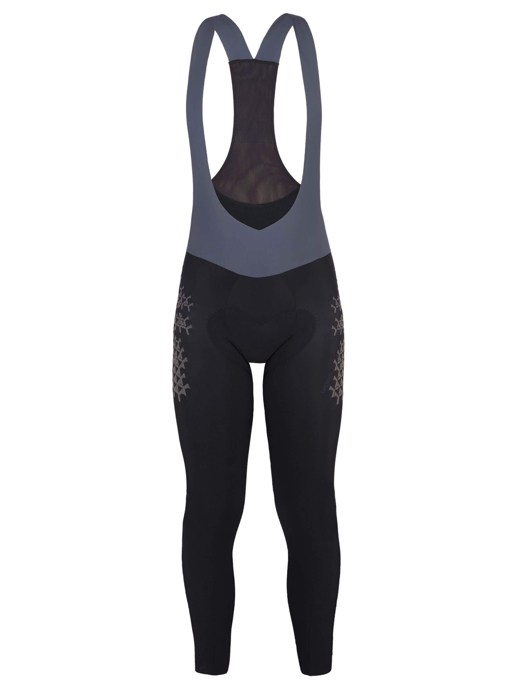 Q36.5 grid skin women's winter bib tights with micro-fleece and DWR treatment.