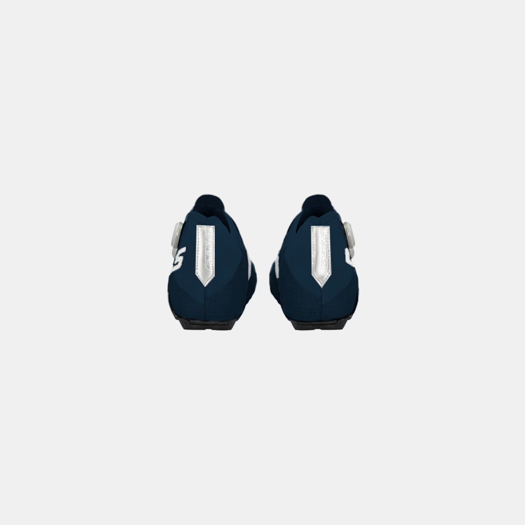 Rear view of Q36.5 Dottore Clima Road Shoes - Navy Blue showing reflective heel strip and streamlined design