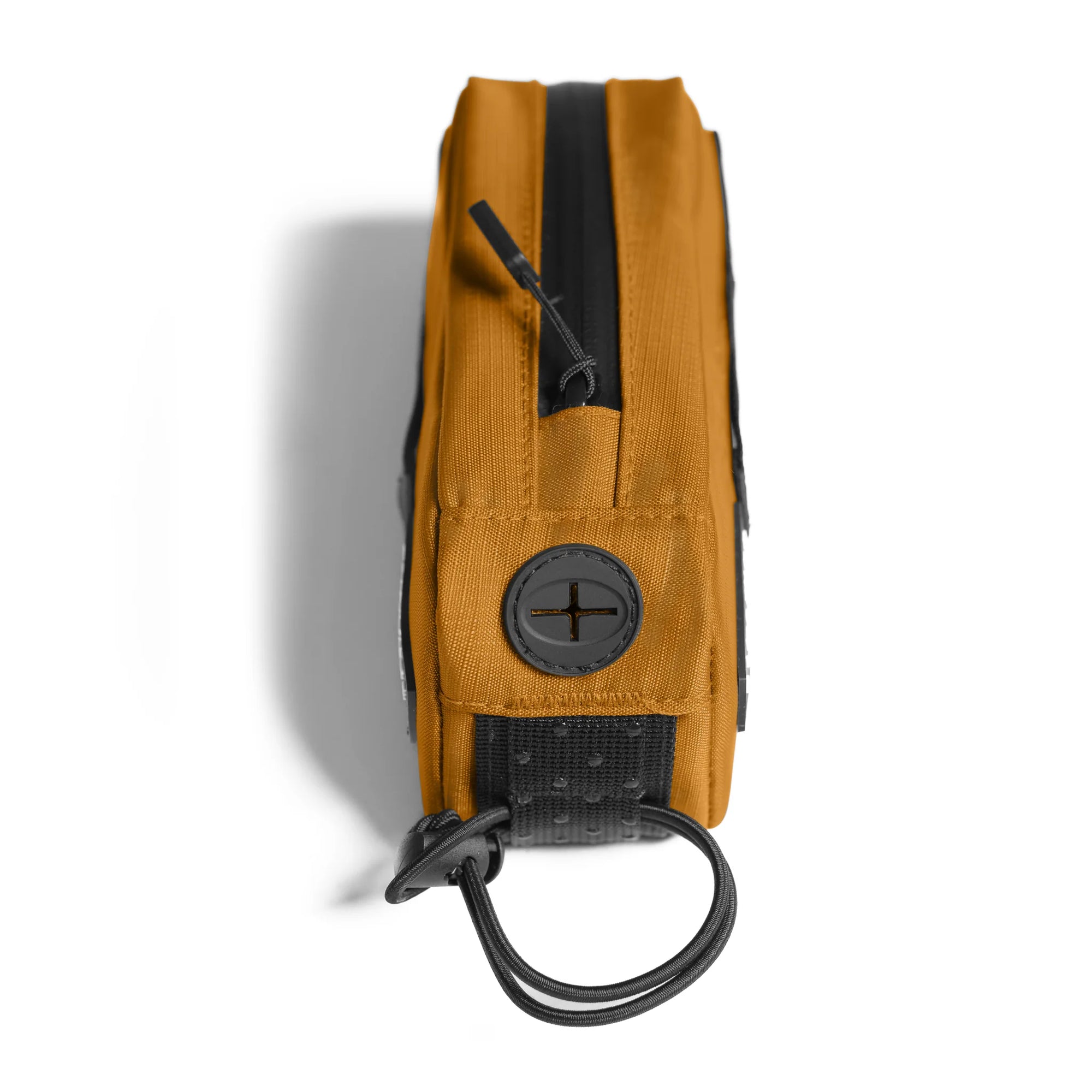 ALMSTHRE Top Tube Bag in orange with secure zip closure and elastic loop for versatile bike storage