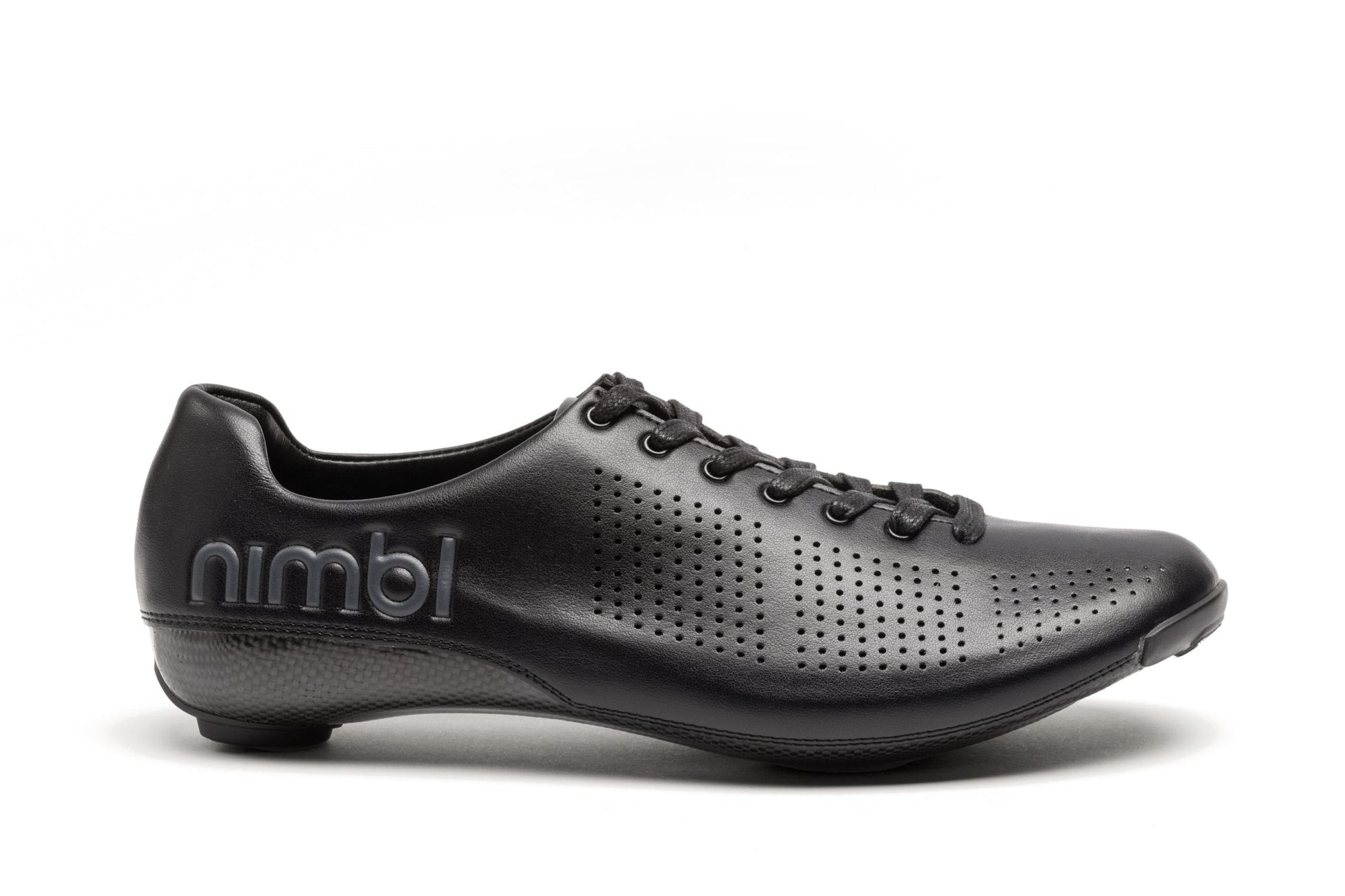 Nimbl AIR lightweight climber's shoe in black with perforated upper and sleek aerodynamic design for power transfer and breathability