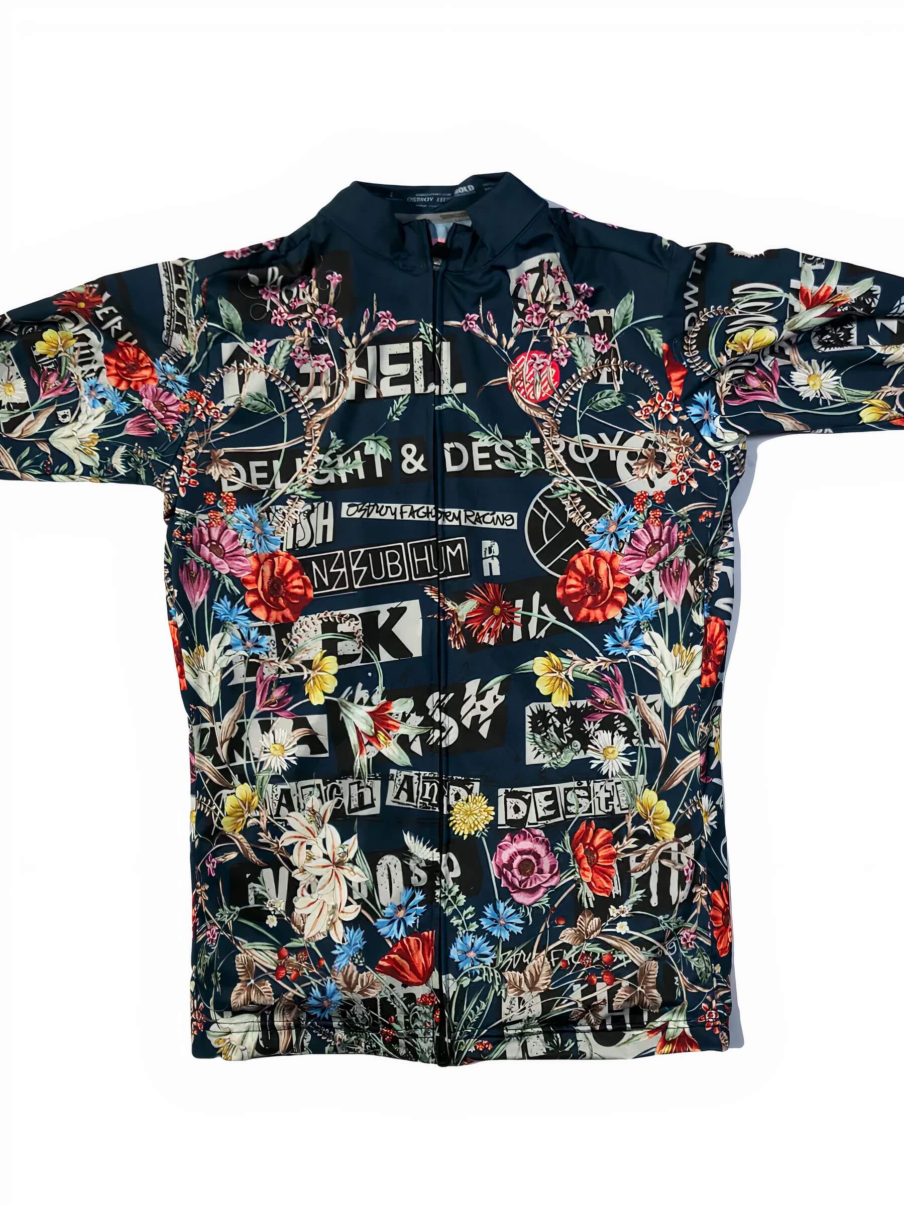 Ostroy Punk Flowers Women's Jersey with vibrant floral and punk graphic design on race fit cycling top