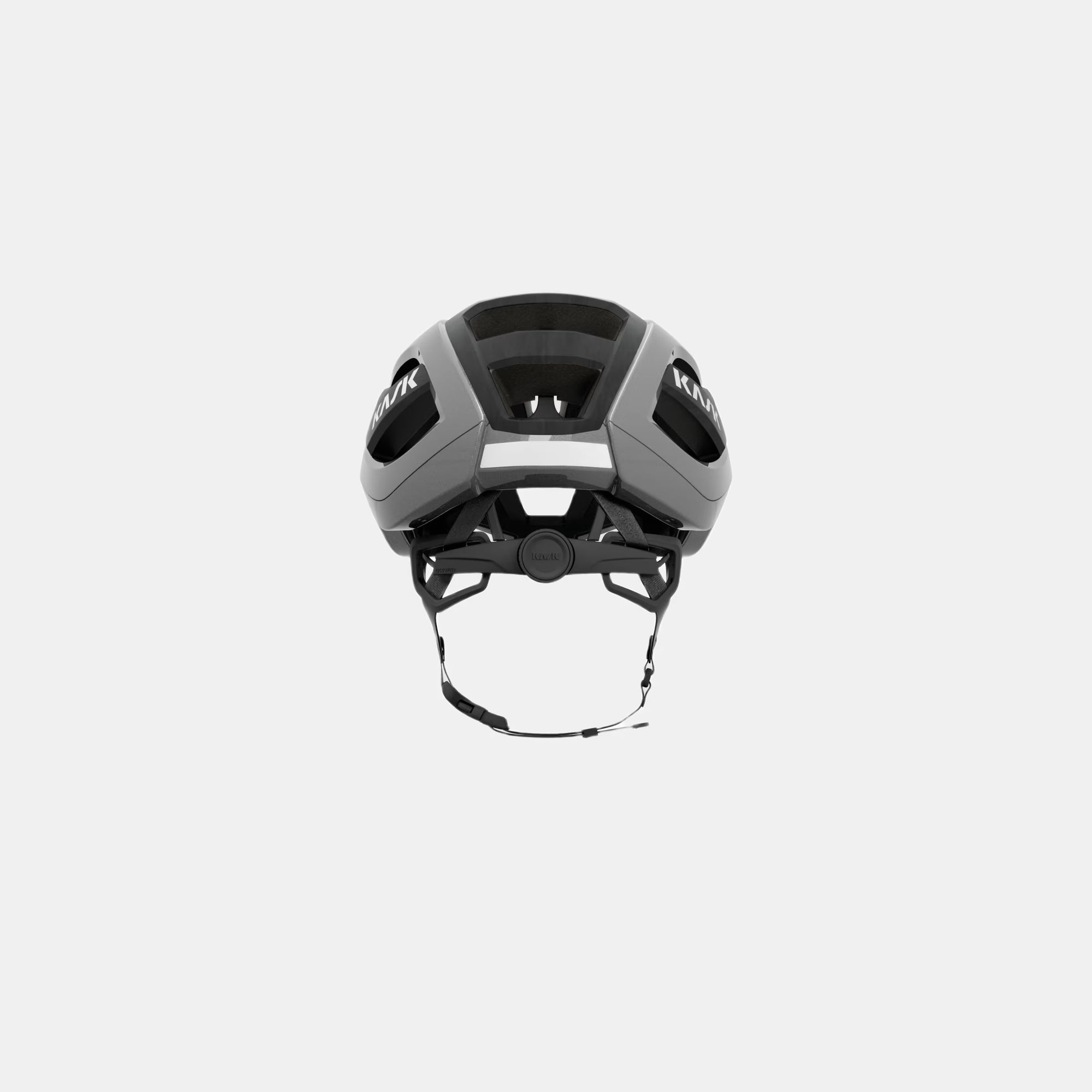 Back view of Kask Elemento Helmet - Silver showing ventilation and adjustable retention system for a secure fit