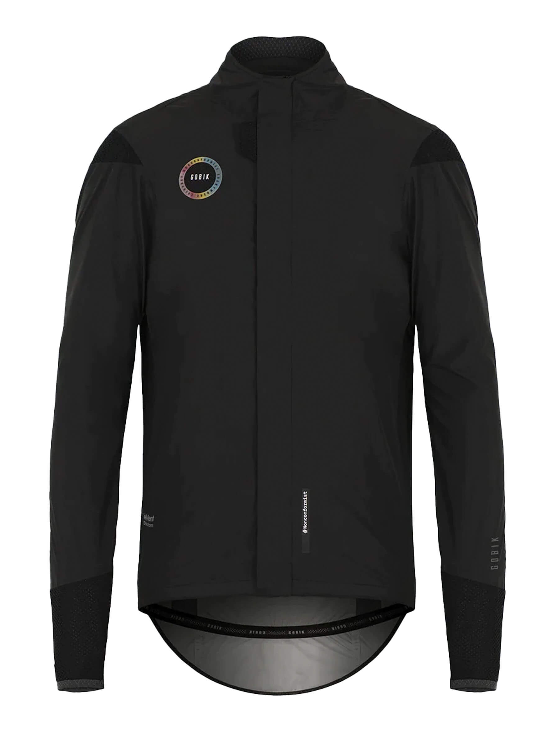 Unisex GOBIK EXO Royal Black rain jacket, waterproof with Event® DVstorm™ membrane and Velcro® sealed front zipper.