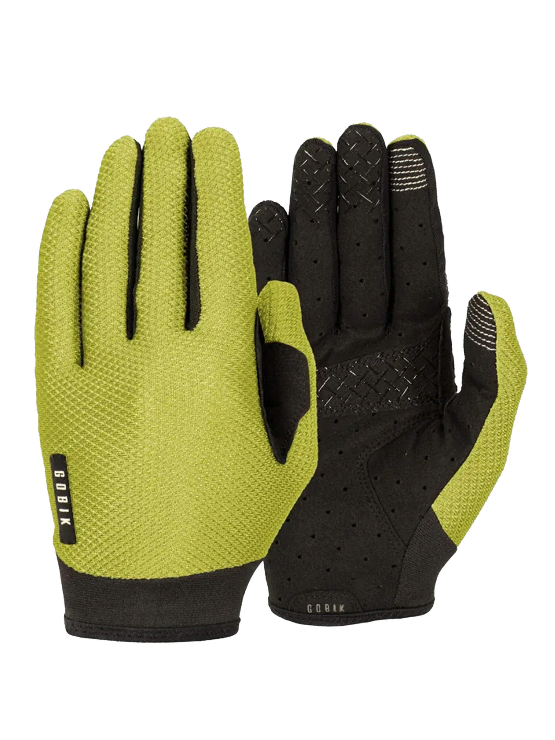 GOBIK Lynx Gloves in citronell yellow with silicone grip patterns and tactile fingertips for device use