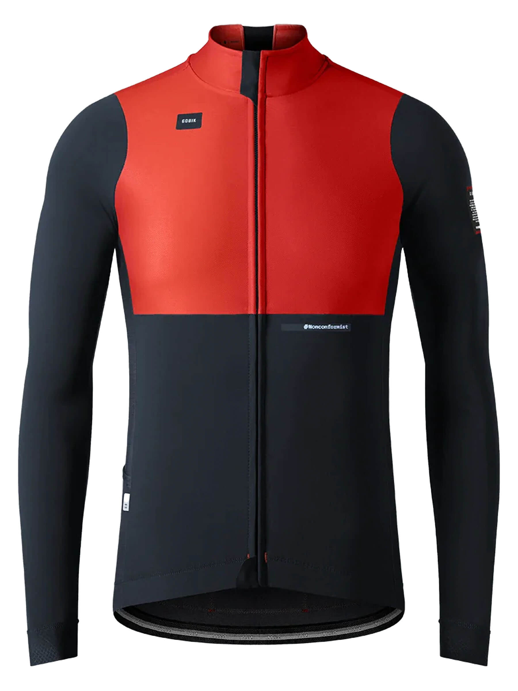 Red and black long sleeved cycling jersey with eVent® DVstretch™ insulating membrane for optimal wind resistance and aerodynamics.