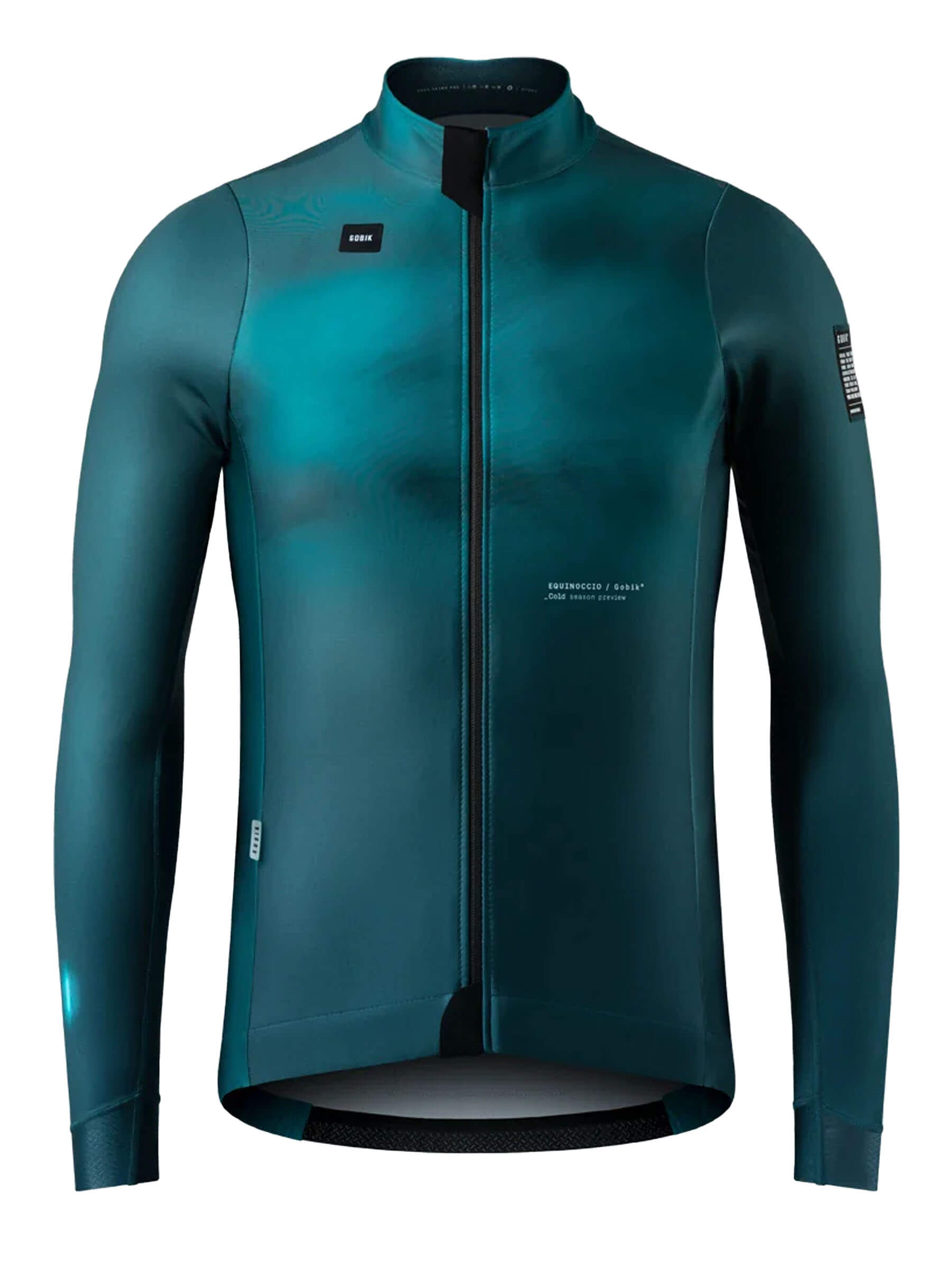 GOBIK Skimo Pro Hydro men's jacket in equinox teal, designed for cold weather adventures with thermal properties.