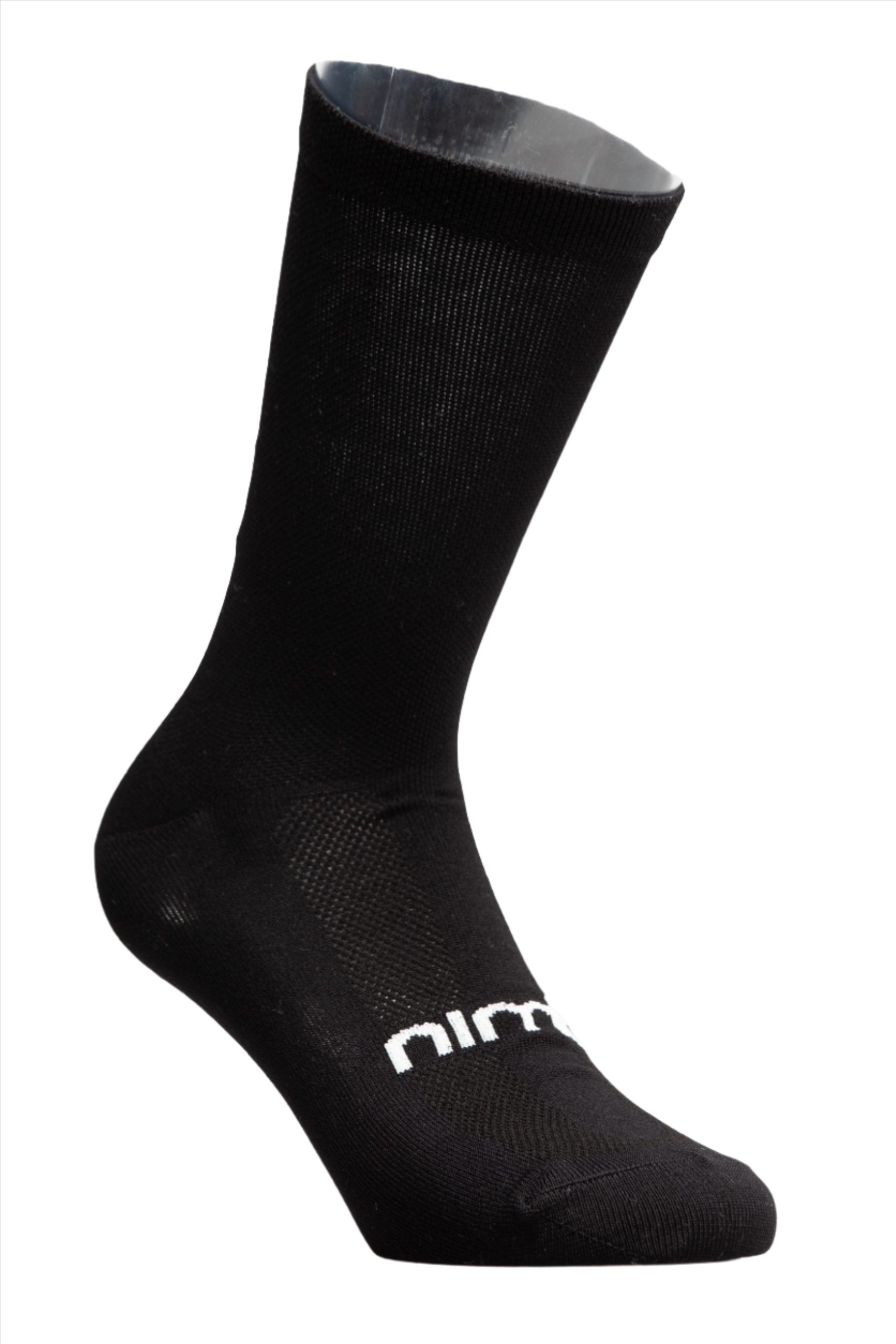 Nimbl Cycling Socks in black with breathable fabric and mid-calf length for comfortable cycling performance