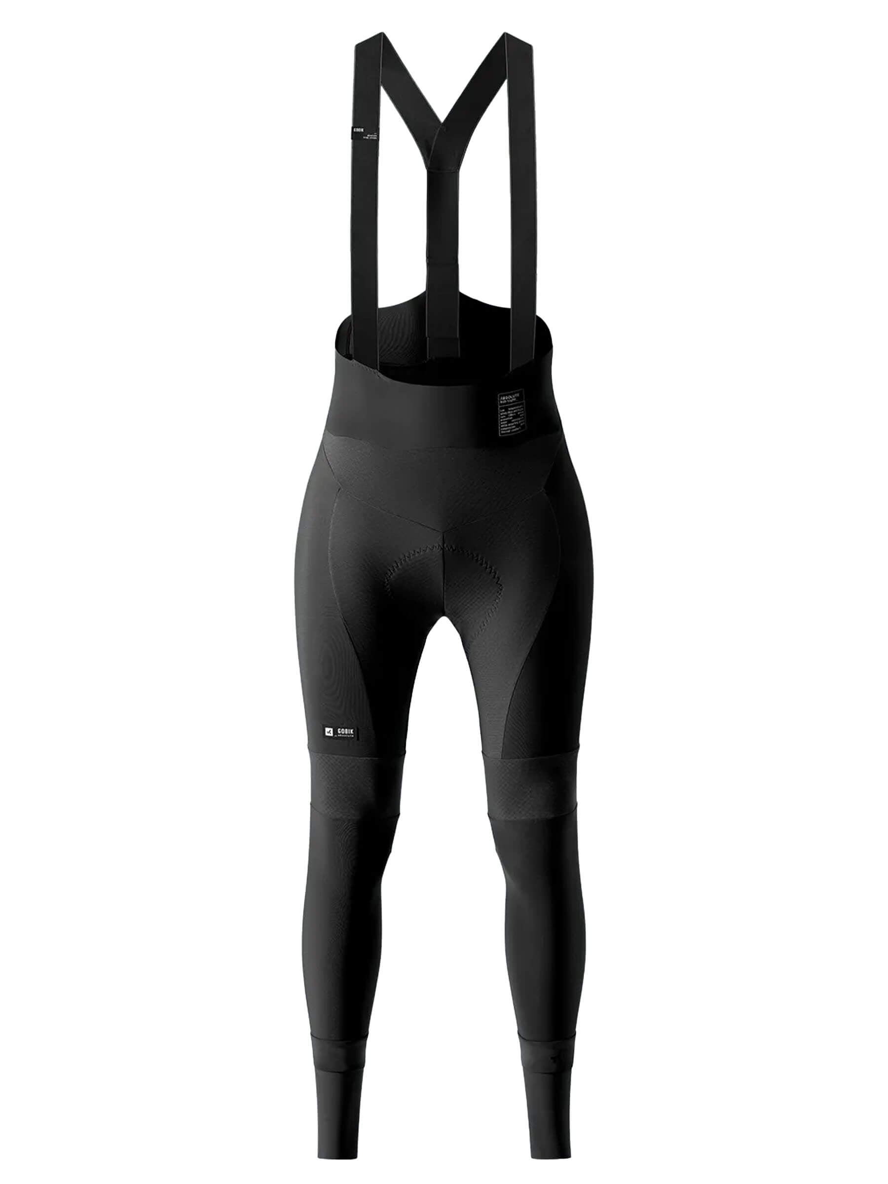 GOBIK Absolute 6.0 K9 Bib Tights - Women's in black with ergonomic padding and supportive elastic straps for winter cycling performance