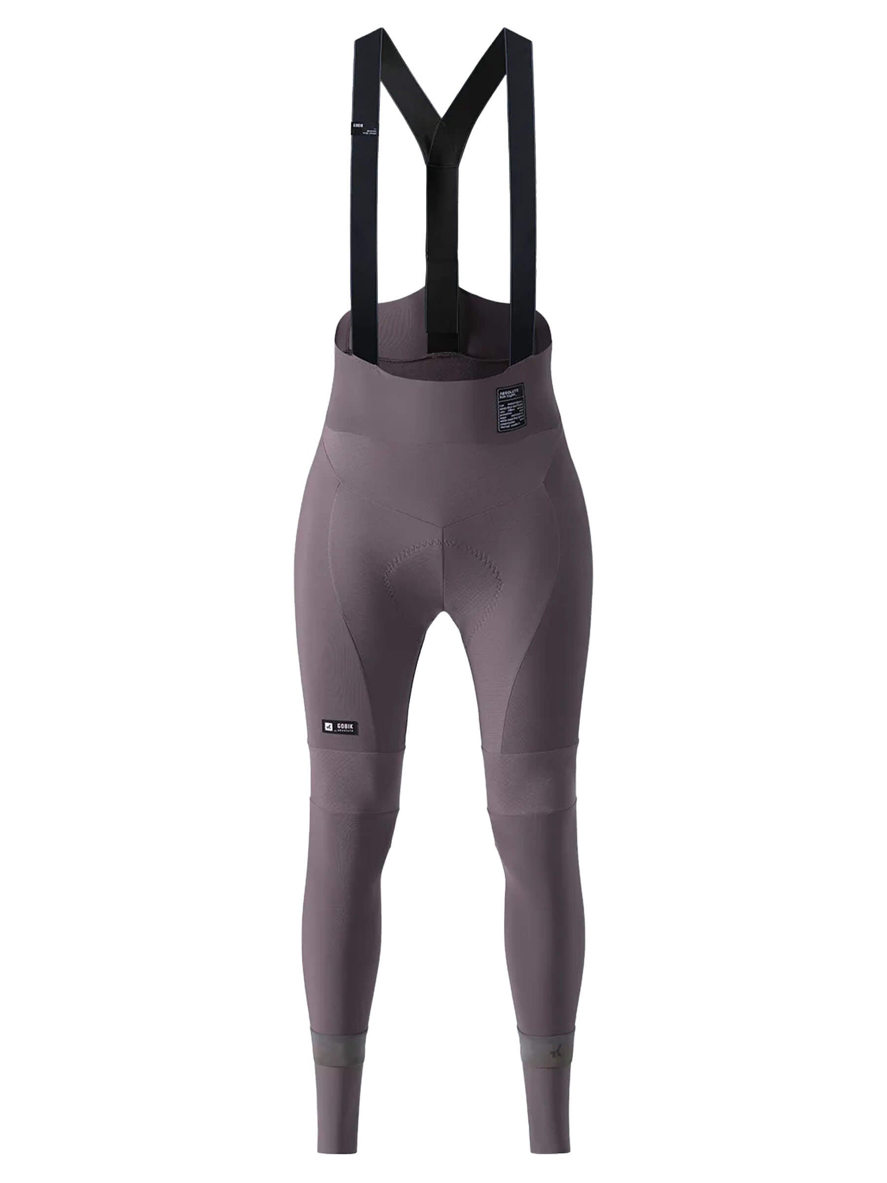 GOBIK Absolute 6.0 K9 Bib Tights - Women's in muted purple with ergonomic fit and supportive black straps for winter cycling performance