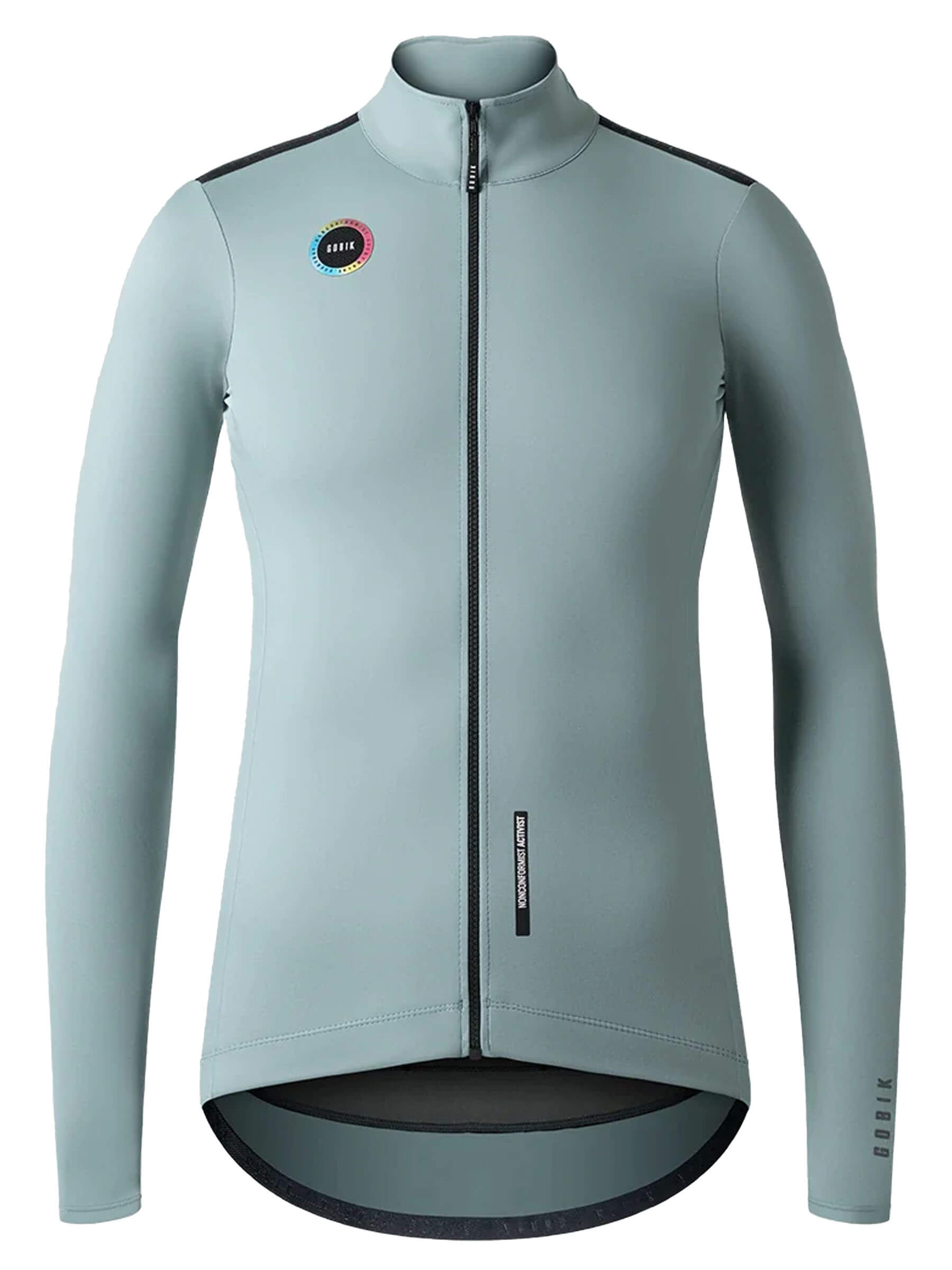 GOBIK Envy Women's Jacket in light grey with waterproof zipper and snug collar.