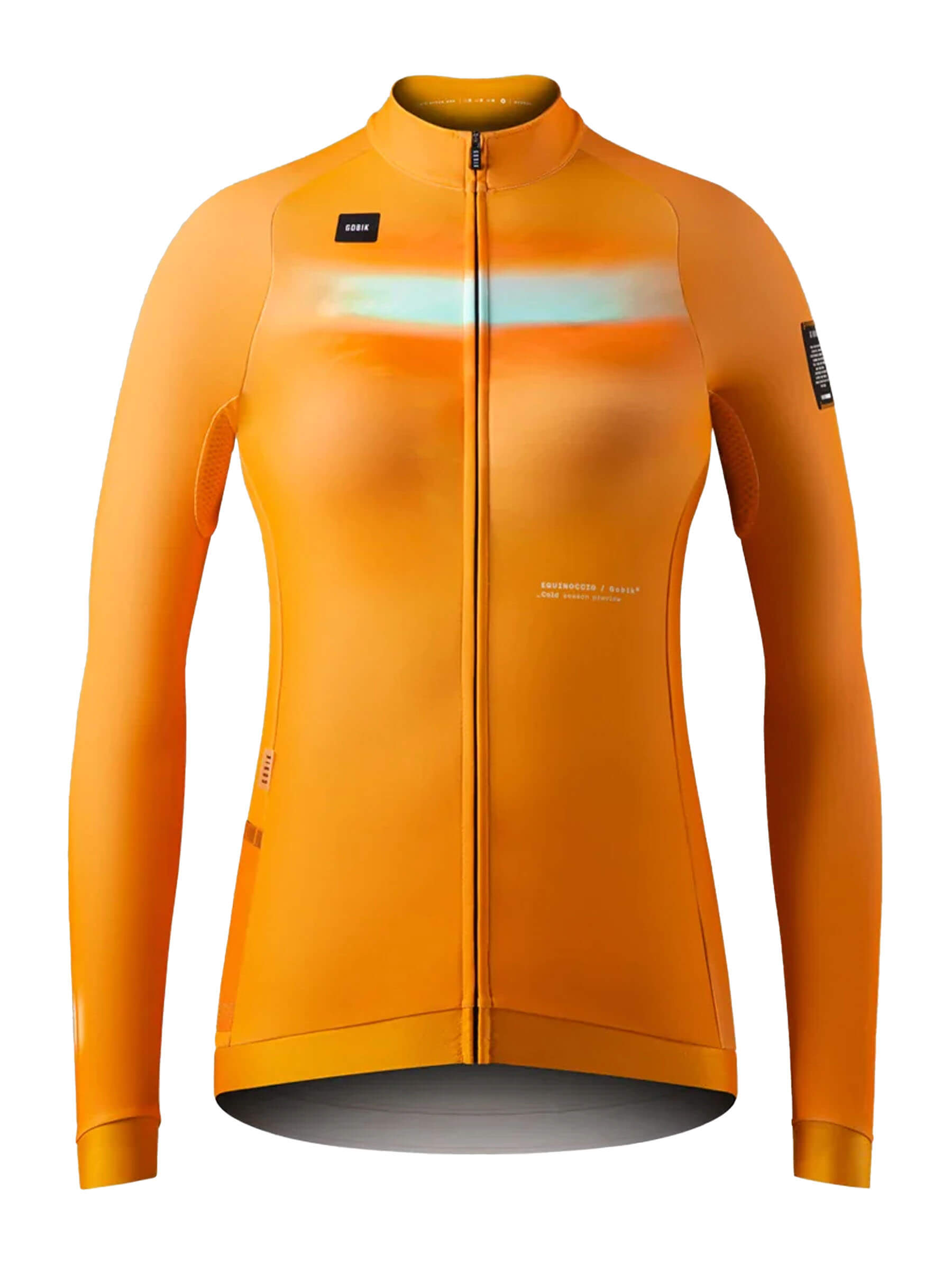 Hyder cycling jacket in vibrant madras orange with microfleece fabric, reflecting light stripe across the chest.