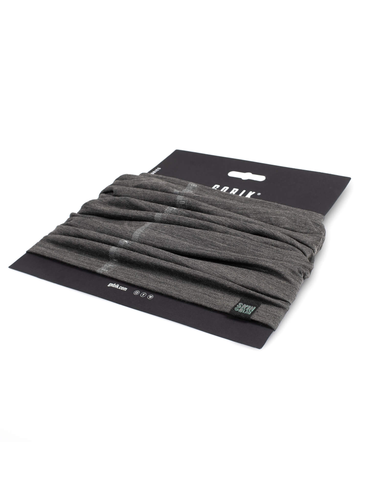 GOBIK Moonbah Merino unisex neck warmer in dark gray, lightweight and ergonomically shaped for a better fit